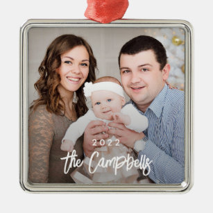 Modern Overlay Personalized Photo Ornament
