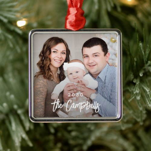 Modern Overlay Personalized Photo Ornament