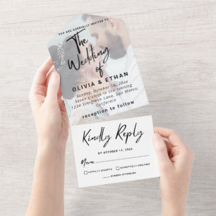 Modern Overlay Photo Wedding Customize All In One Invitation