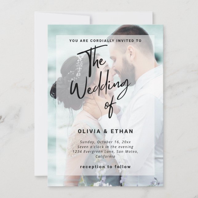 Modern Overlay Photo Wedding Customize Invitation (Front)