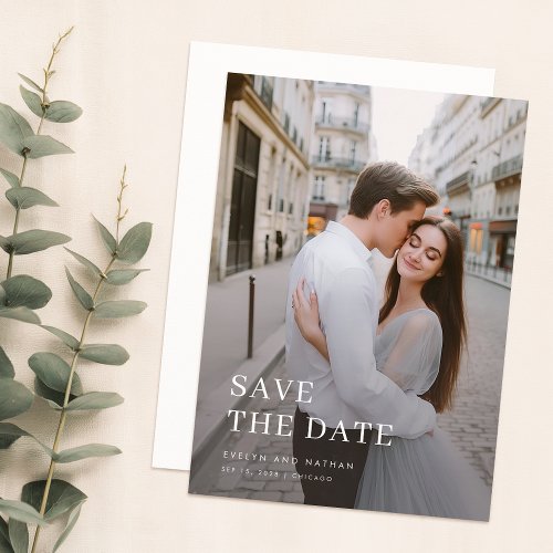 Modern Overlay Photo Wedding Save Date Invitation