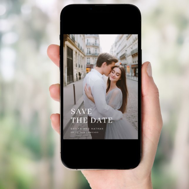 Modern Overlay Photo Wedding Save Date Invitation (Front Digital)