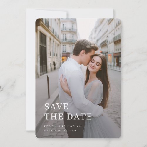 Modern Overlay Photo Wedding Save Date Invitation