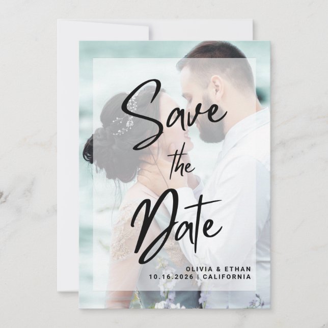 Modern Overlay Photo Wedding Save The Date (Front)