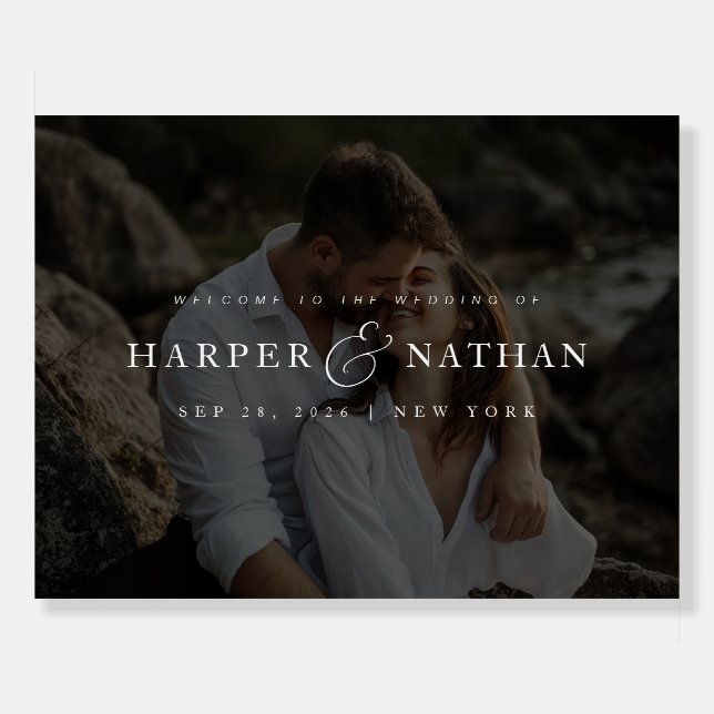 Modern Overlay Photo Wedding Welcome Foam Board (Front)