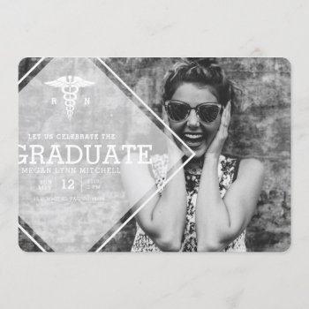 Modern Overlay | Rn Graduation Party Photo Invitation by RedefinedDesigns at Zazzle