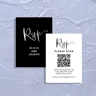Modern Overlay Wedding RSVP with QR Code Enclosure Card