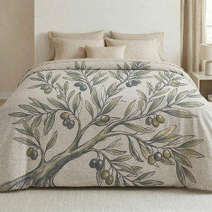 Modern Oversize Olive Branch Botanical Sage Green Duvet Cover