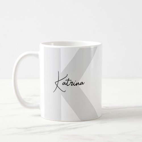 Modern Oversized Monogram Initial Handwritten Name Coffee Mug
