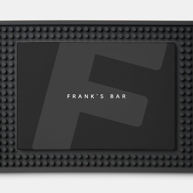 Modern Oversized Monogrammed Initial & Name Bar Mat (Front (Close Up))