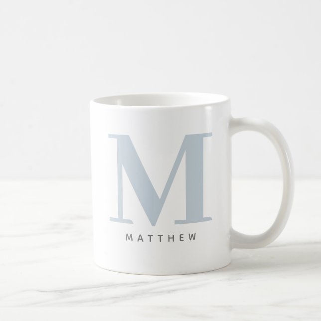 Modern Oversized Monogrammed Initial & Name Coffee Coffee Mug (Right)