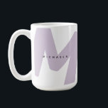 Modern Oversized Monogrammed Initial & Name Coffee Mug<br><div class="desc">Start your mornings with confidence and a custom touch with this tall lavender monogram name mug. Featuring a bold oversized initial in a soft lavender shade and a clean, minimalist name overlay, this modern design blends personality with elegance. Its tall silhouette offers more capacity for your favorite coffee, tea, or...</div>