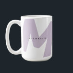 Modern Oversized Monogrammed Initial & Name Coffee Mug<br><div class="desc">Start your mornings with confidence and a custom touch with this tall lavender monogram name mug. Featuring a bold oversized initial in a soft lavender shade and a clean, minimalist name overlay, this modern design blends personality with elegance. Its tall silhouette offers more capacity for your favorite coffee, tea, or...</div>