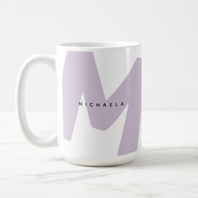 Modern Oversized Monogrammed Initial & Name Coffee Mug (Left)