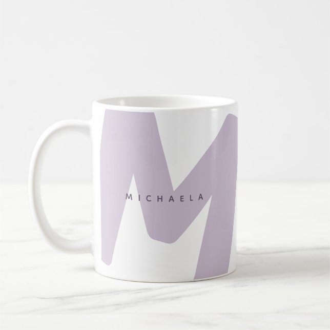 Modern Oversized Monogrammed Initial & Name Coffee Mug (Left)