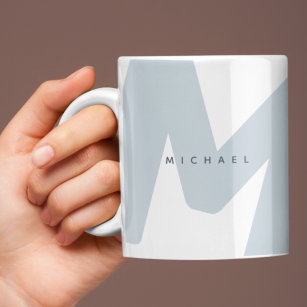 Modern Oversized Monogrammed Initial & Name Frosted Glass Coffee Mug
