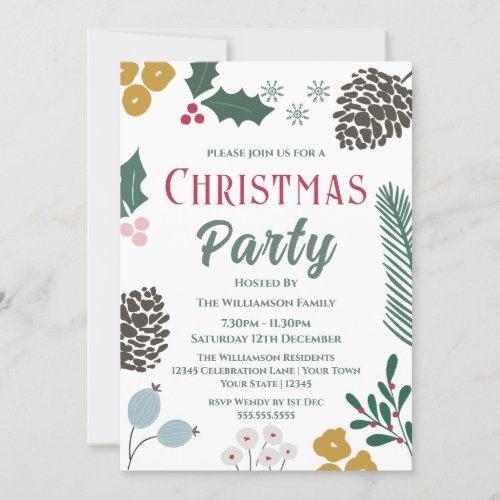 Modern Oversized Rustic Branch Christmas Party  Invitation