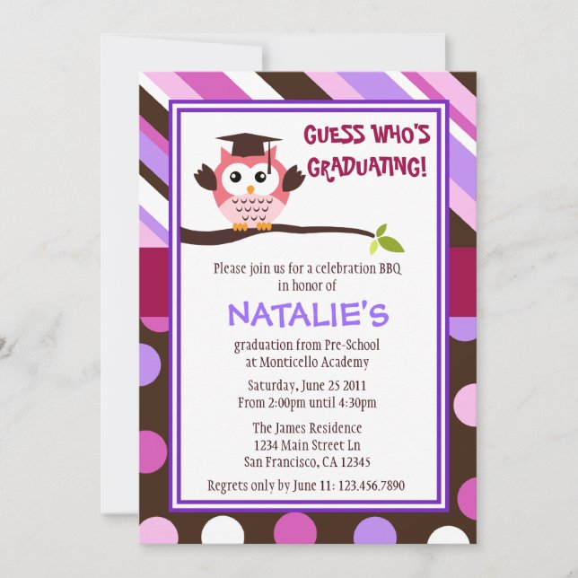 Modern Owl Graduate Invite (Front)