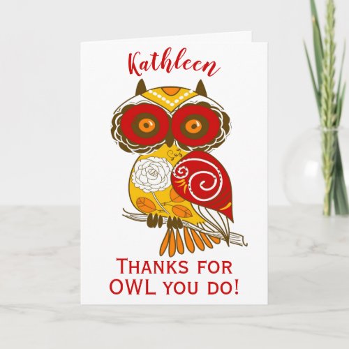 Modern Owl You Appreciation Card