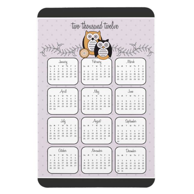 Modern Owls 2012 Calendar Magnet (Vertical)