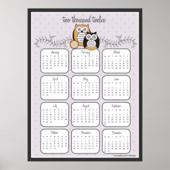 Modern Owls 2012 Calendar Poster by StriveDesigns at Zazzle