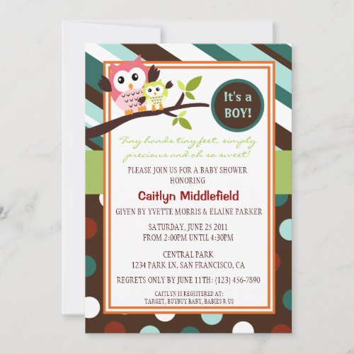 Modern Owls Baby Shower Invite