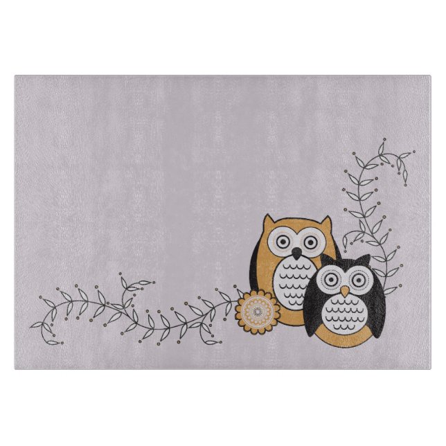 Modern Owls Cutting Board (Front)