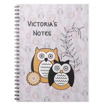 Modern Owls Personalized Notebook by StriveDesigns at Zazzle