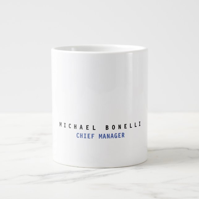 Modern Own Name Professional Minimalist Plain Giant Coffee Mug (Front)