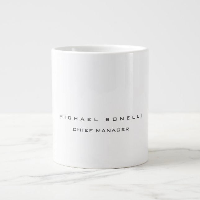 Modern Own Name Professional Minimalist Plain Giant Coffee Mug (Front)