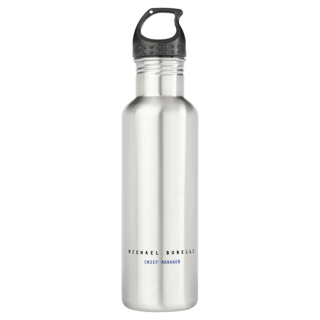 Modern Own Name Professional Minimalist Plain Stainless Steel Water Bottle (Front)