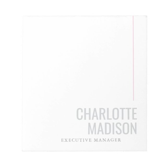 Modern Own Name Trendy Minimalist Plain  Notepad (Front)