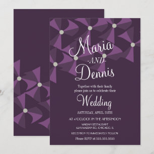 Modern Oxalis Floral Purple Shamrock Wedding Invitation