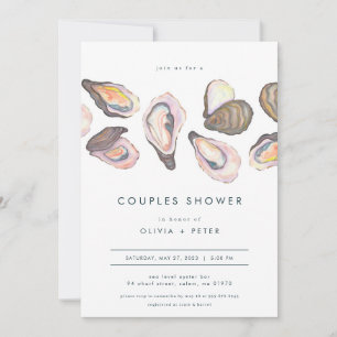 Modern Oyster Couples Shower Invitation Beach Teal