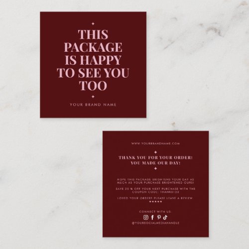 Modern packaging insert business thank you