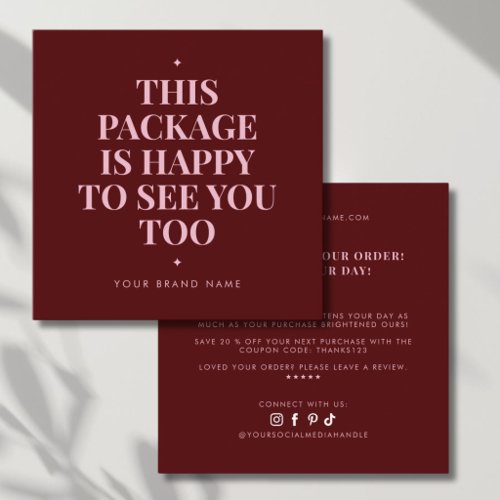 Modern packaging insert business thank you