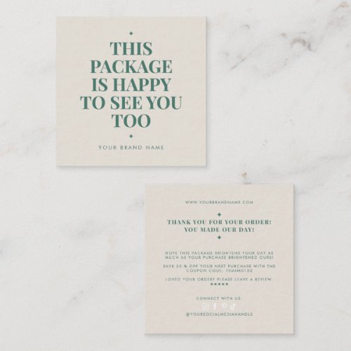Modern packaging insert business thank you