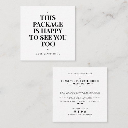Modern packaging insert business thank you card