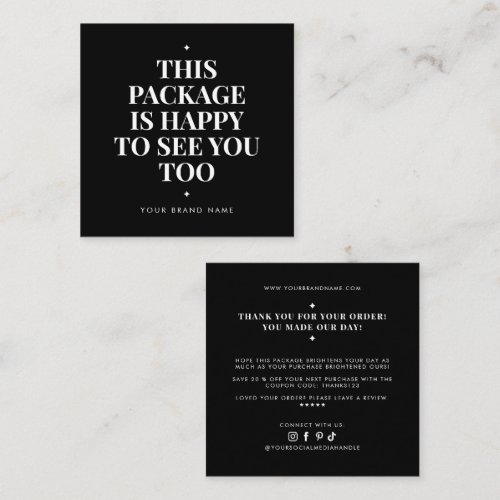 Modern packaging insert business thank you card