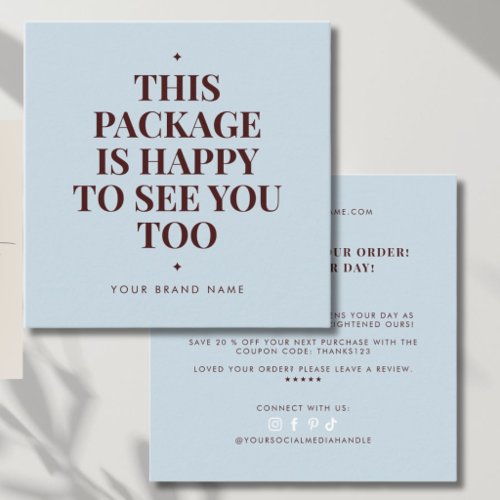 Modern packaging insert thank you business card