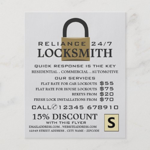 Modern Padlock Locksmith Advertising Flyer