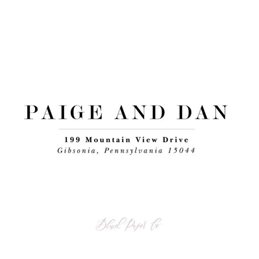 Modern Paige & Dan Rubber Return Address Stamp (Front)