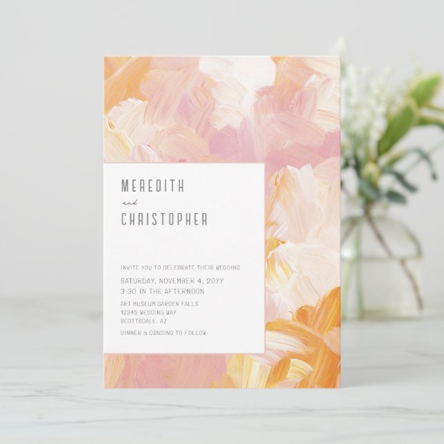 Modern Paint Abstract Wedding Invitation (Standing Front)