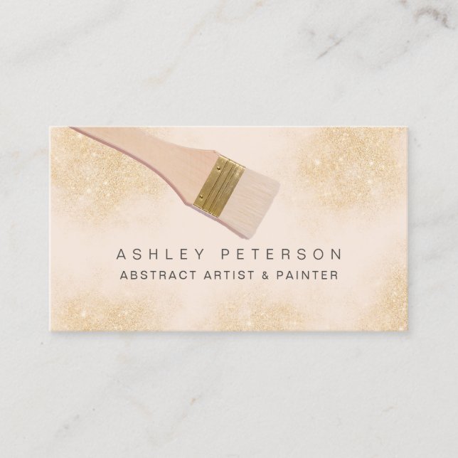 Modern paint brush artist photo glitter dust business card (Front)