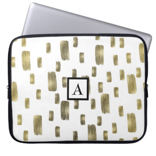 Modern Paint Brush Gold Copper Bronze Sparkle Laptop Sleeve