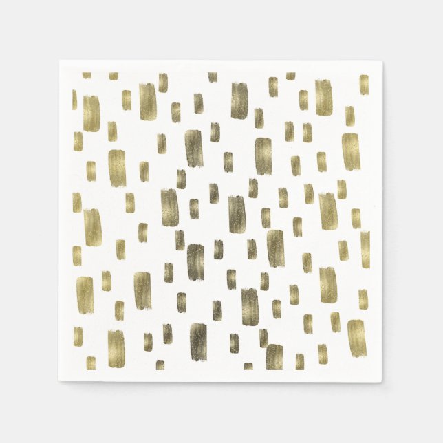 Modern Paint Brush Gold Copper Bronze Sparkle Napkins (Front)