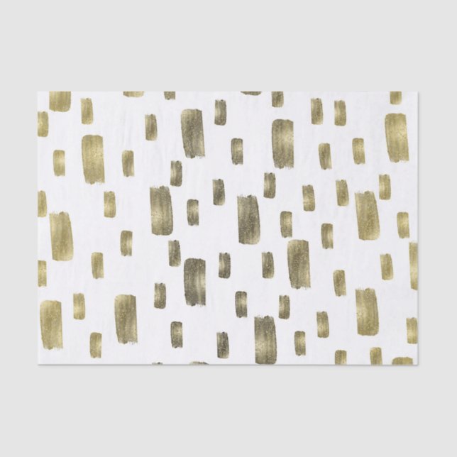 Modern Paint Brush Gold Copper Bronze Sparkle Tissue Paper (Front)