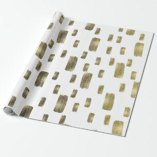 Modern Paint Brush Gold Copper Bronze Sparkle Wrapping Paper