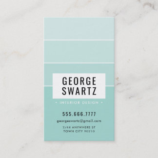 MODERN PAINT CHIP simple smart mint green Business Card