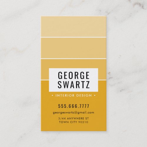 MODERN PAINT CHIP simple smart ombre amber yellow Business Card